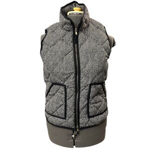 J. Crew Womens Chevron-Patterned Black/Off-White Size M Down Vest